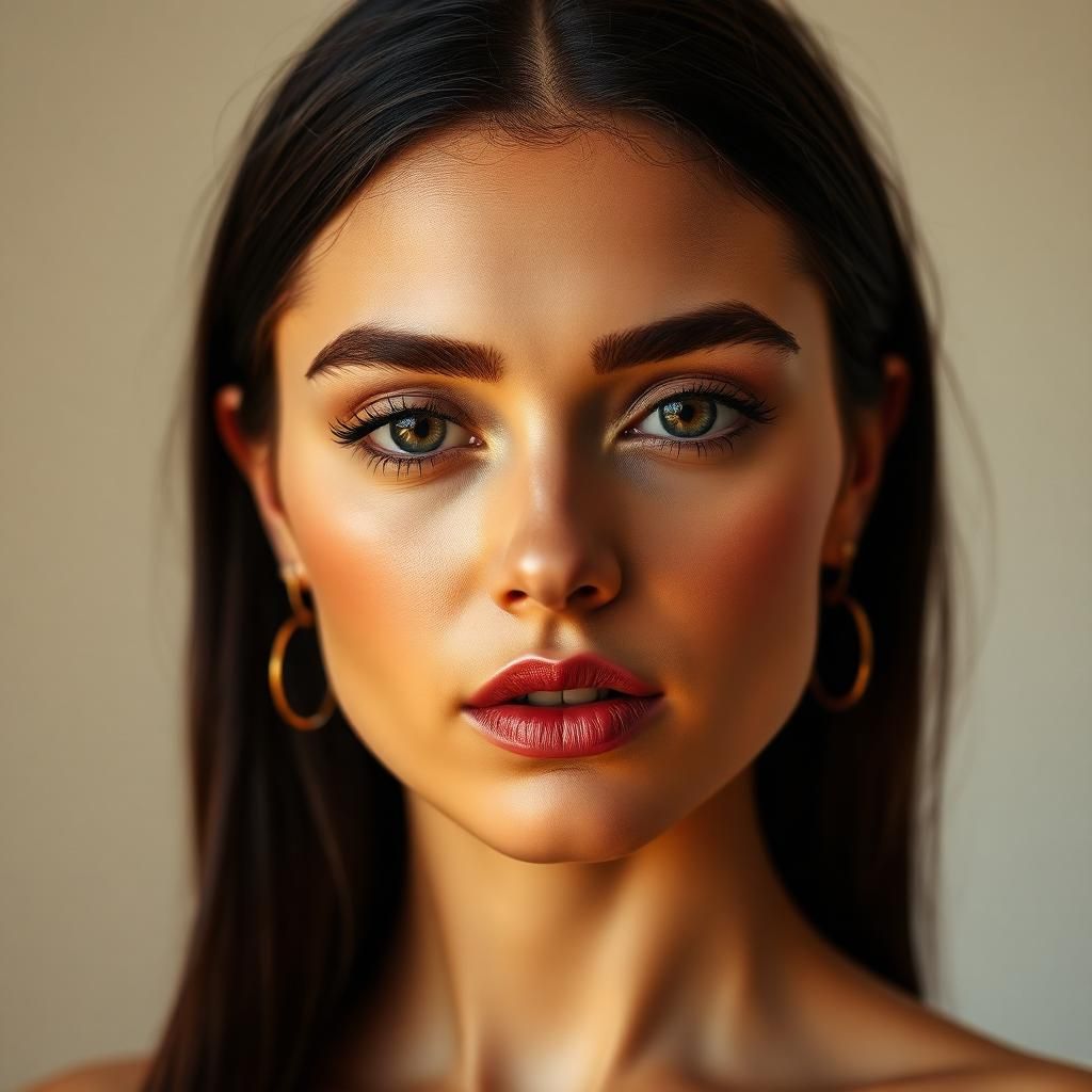 Editorial portrait of a woman with hooded eyes and softly defined brows