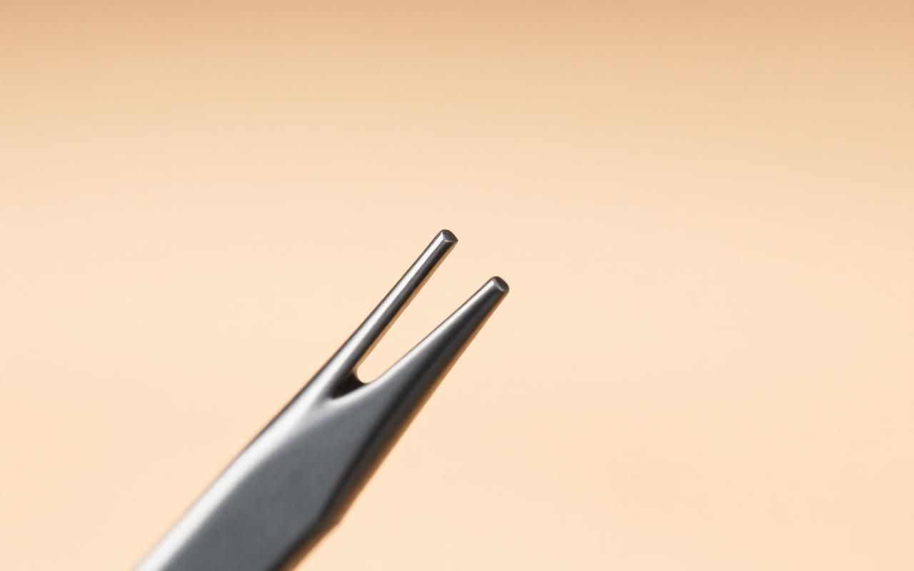 Close-up of two tweezer tips meeting flush in natural light